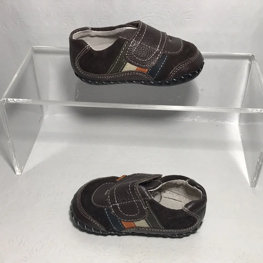 Pediped Brand Baby Shoes Moccasins Brown Leather Upper, Lining & Soles Sz 6-12 M